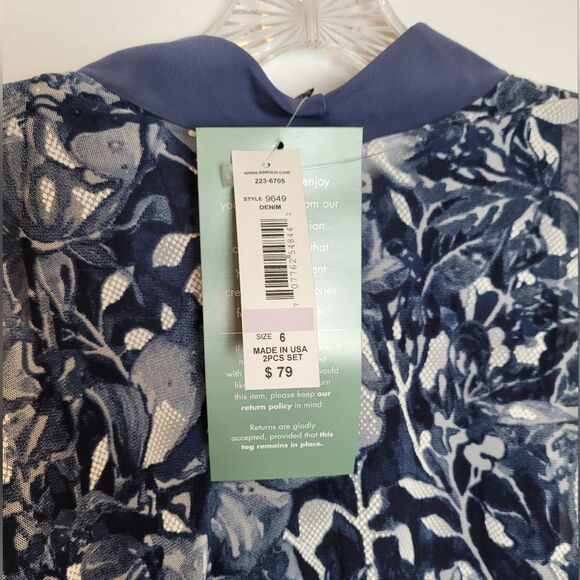 NEW R&M Richards Two Piece Formal Dress Set Sheer Periwinkle Blue Floral Size 6 - Picture 16 of 16